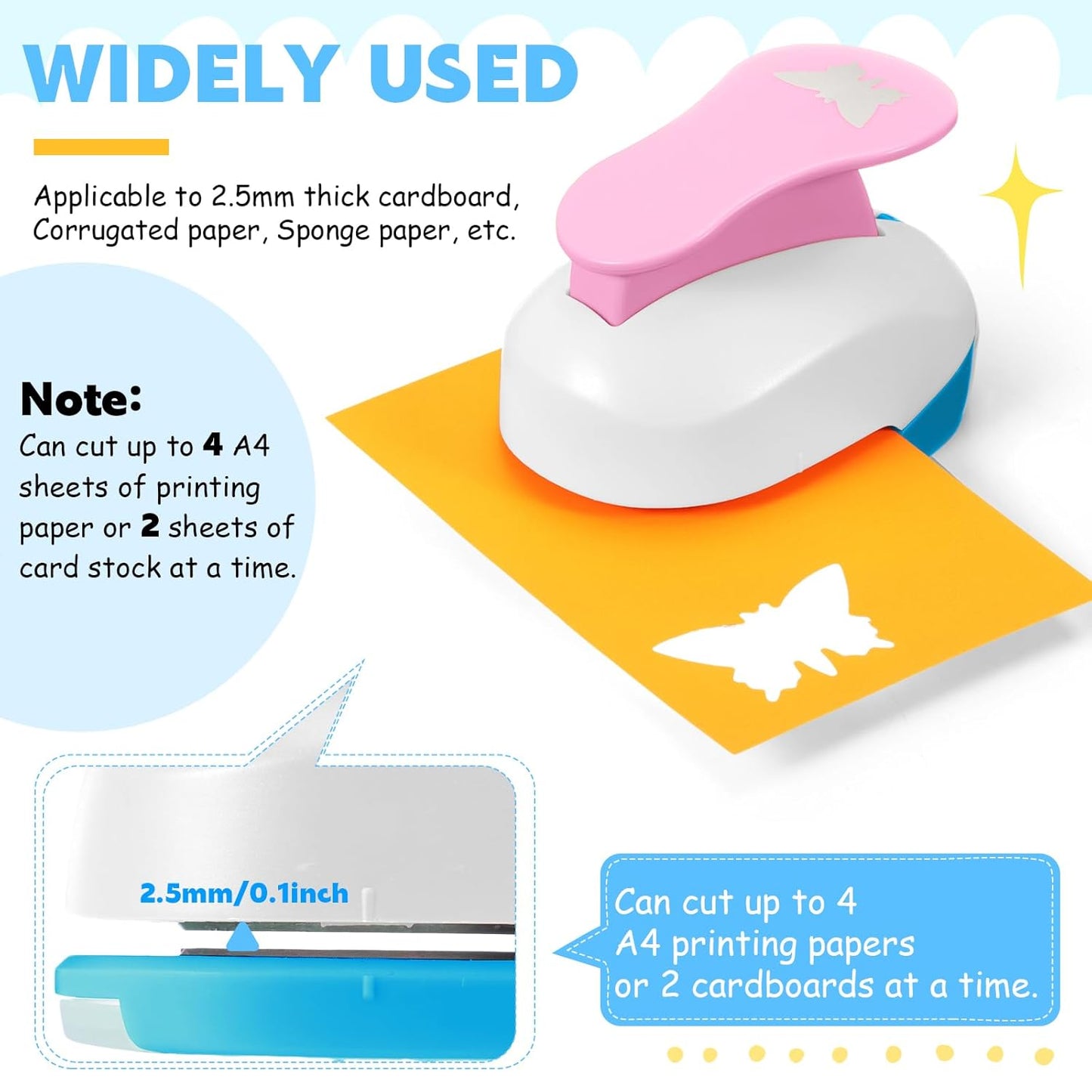 CHENGU 16 Pcs Craft Holes Punch Paper Punchers Scrapbook Punches with Craft Sticker Paper, Round, Star, Square, Heart, Flower, Wave Circle Shape (Flower Style,2 Inch)