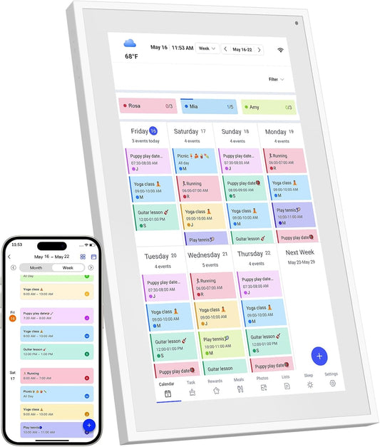 Digital Calendar, 21.5 Inch Wall Planner Digital Calendar & Chore Chart, IPS HD Touchscreen Interactive Display for Family Schedules, Streamline Household Organization, Wall Mount Included