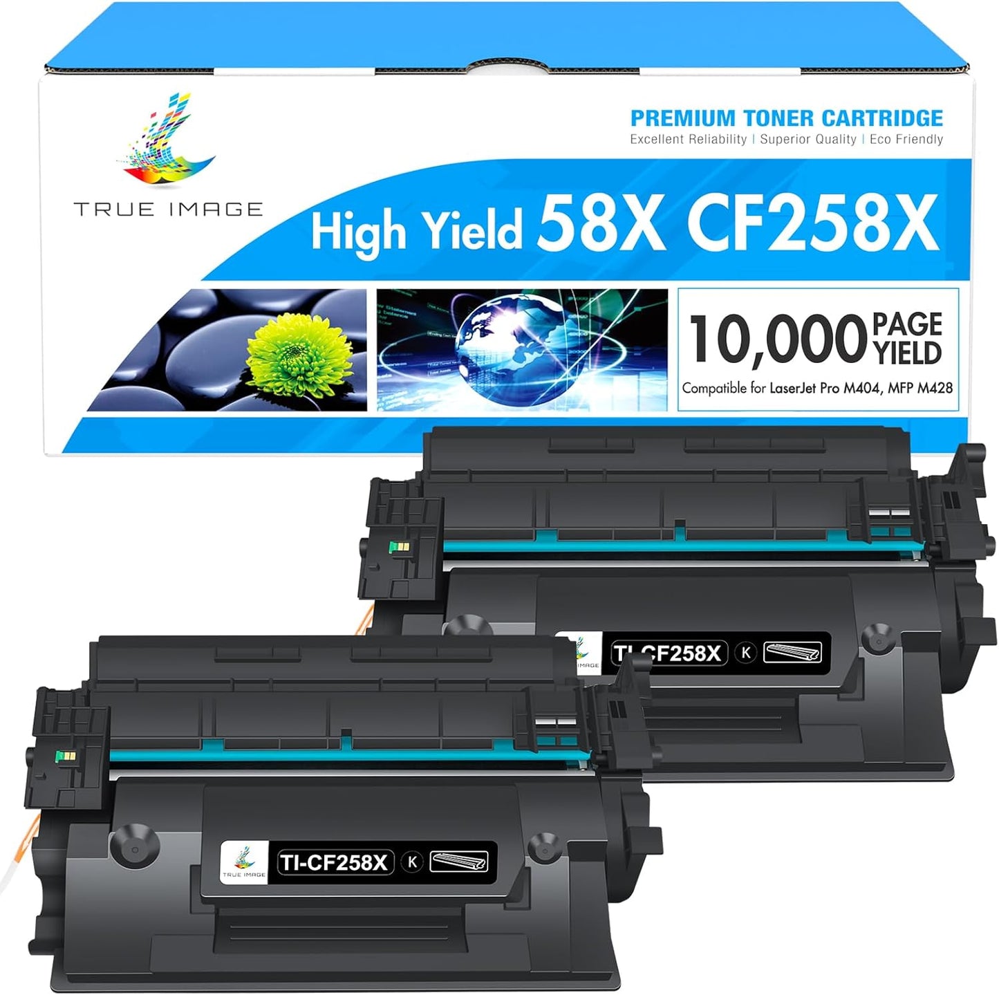 58X CF258X Toner Cartridge Black M428fdw High Yield Compatible Replacement for HP 58X CF258X 58A CF258A for HP Laserjet Pro M404n M404dn M404dw MFP M428fdn M428dw Printer Ink 2 Pack