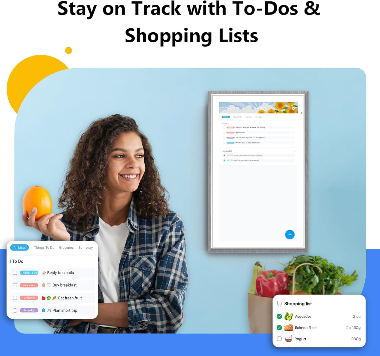 ApoloSign Digital Calendar: 15.6" Wall Planner Electronic Calendar, Smart Touchscreen Interactive Display for Chore Chart, Family Schedules, Supports All Apps via Google Play (Gray Wood, 15.6-inch)