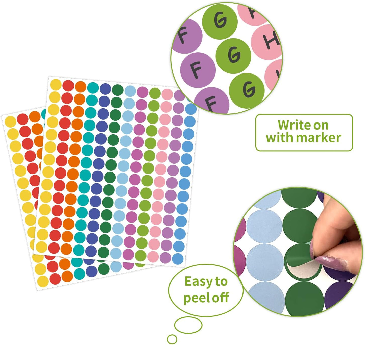 REGELETO 4200 PCS 0.75 Inch 12 Colors Round Colored Dot Stickers for Toddlers Teaching Papers, Color Coding Labels, Circle Dots Stickers for Office and Student Classroom (25 Sheets)