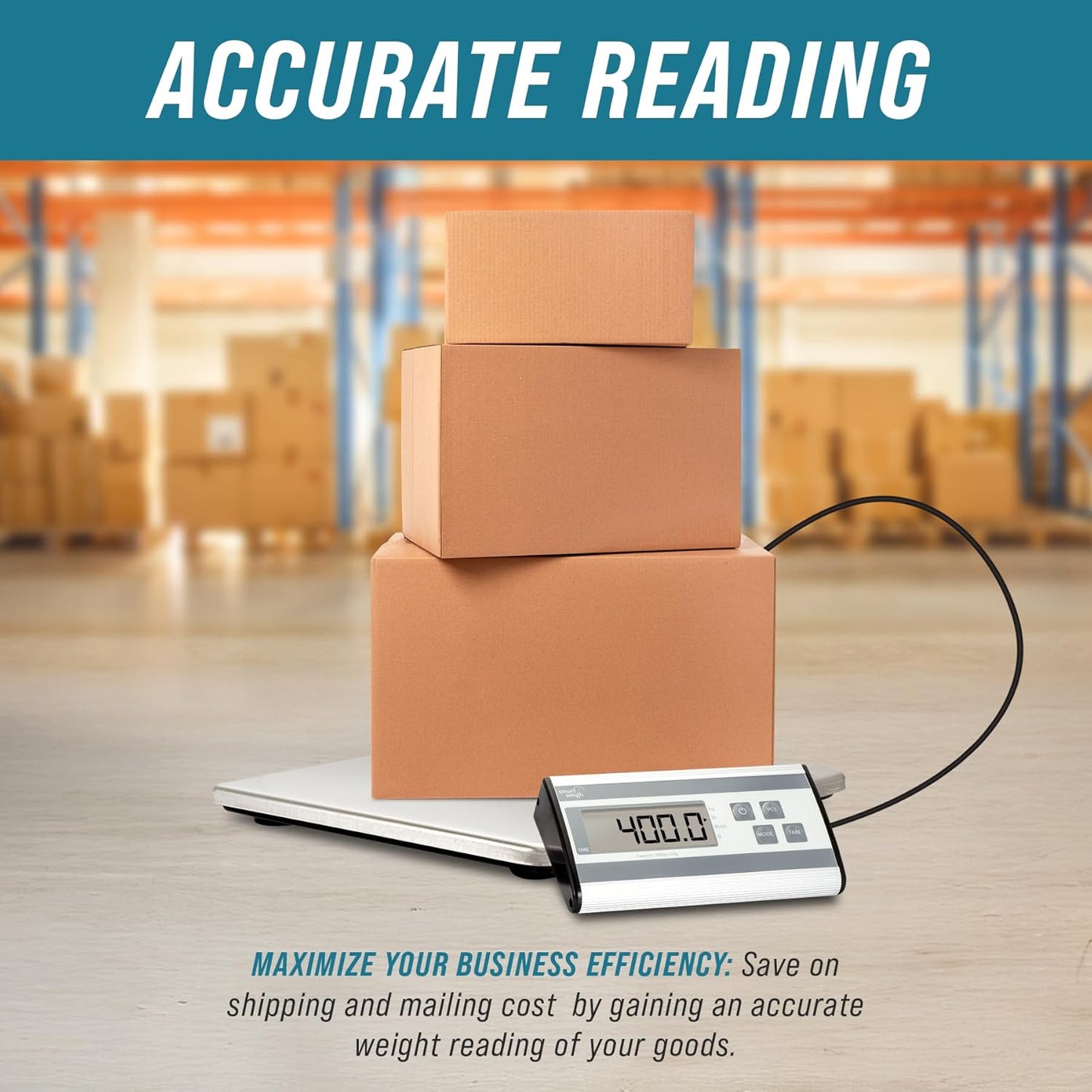 Smart Weigh 440lbs x 6 oz. Digital Heavy Duty Shipping and Postal Scale, with Durable Stainless Steel Large Platform, UPS USPS Post Office Postal Scale and Luggage Scale