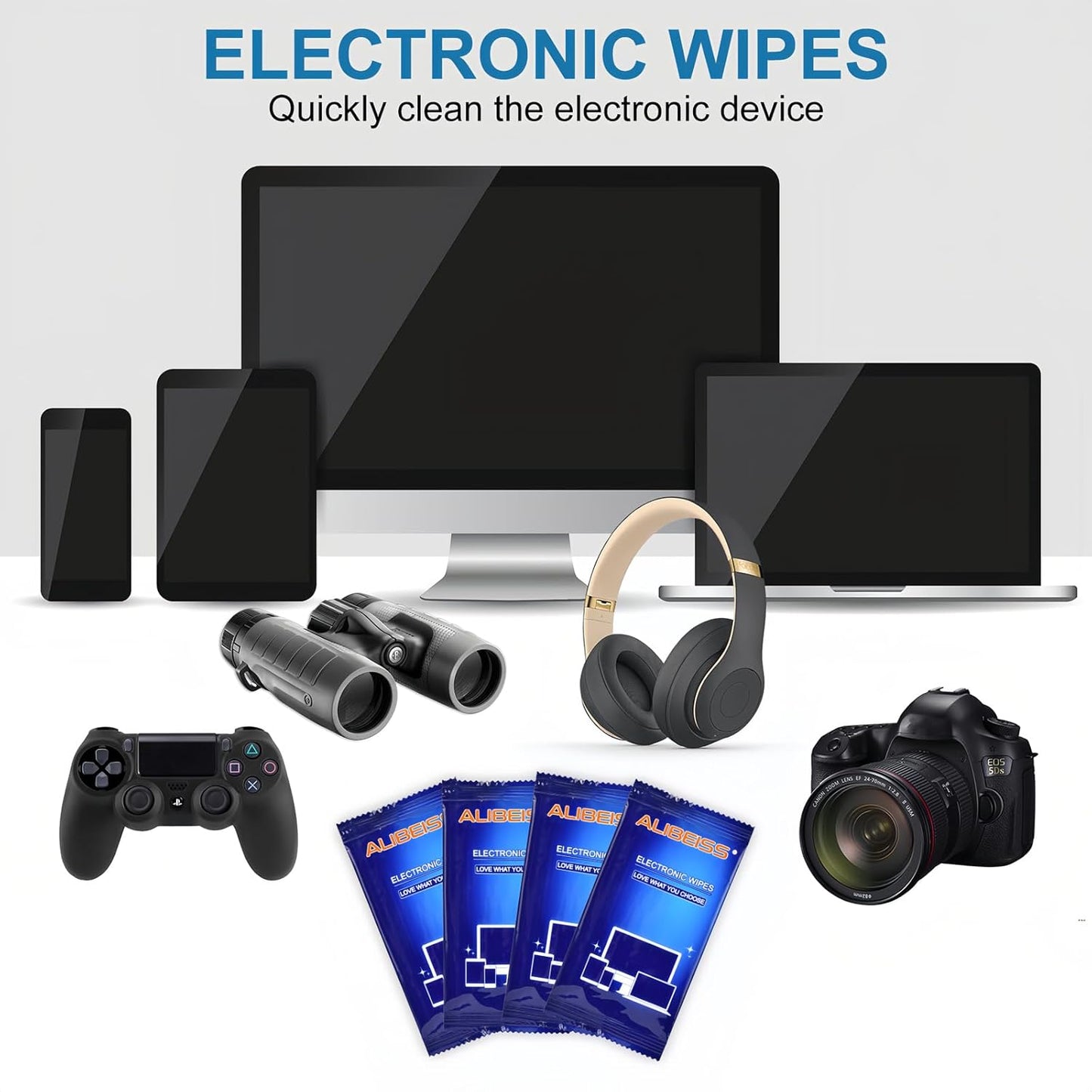 Electonic Wipes Alibeiss Screen Cleaner Wipes (80P,8 * 8inches) for Laptop, Phone, Ipad,TV, Computer Cleaning kit