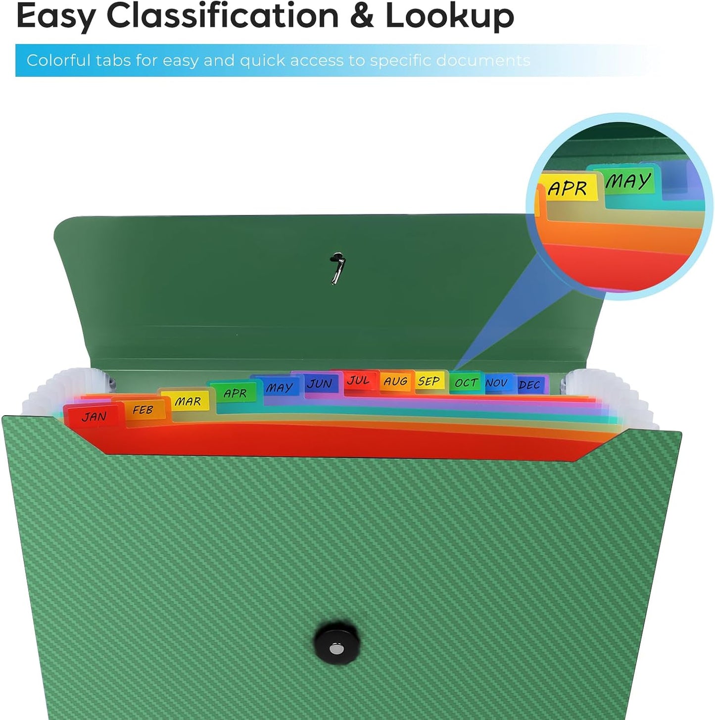 Expanding File Folder, Accordion File Organizer for Sorting Documents and Papers, 13 Pockets File Storage Organizer for Home, Travel and Office Use (Green)