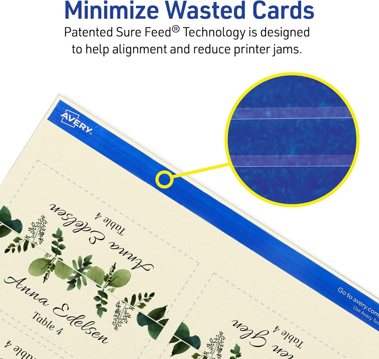 Avery Printable Place Cards with Sure Feed Technology, 1-7/16" x 3-3/4", Textured Ivory, 150 Blank Tent Cards for Laser or Inkjet Printers (5012)