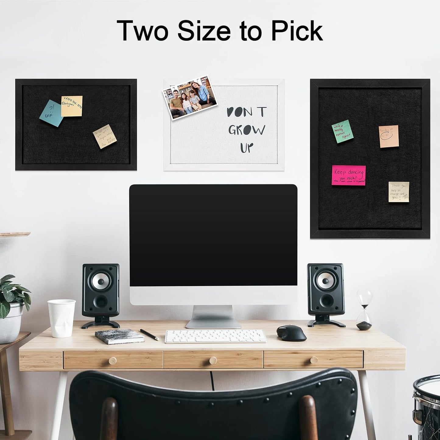 TORASO Cork Board Bulletin Board, Cork Boards for Walls with Pins, Eye Bolts, gaskets, Screws, Pin Board for Office, School and Home (All Black, 17“x23-1P)