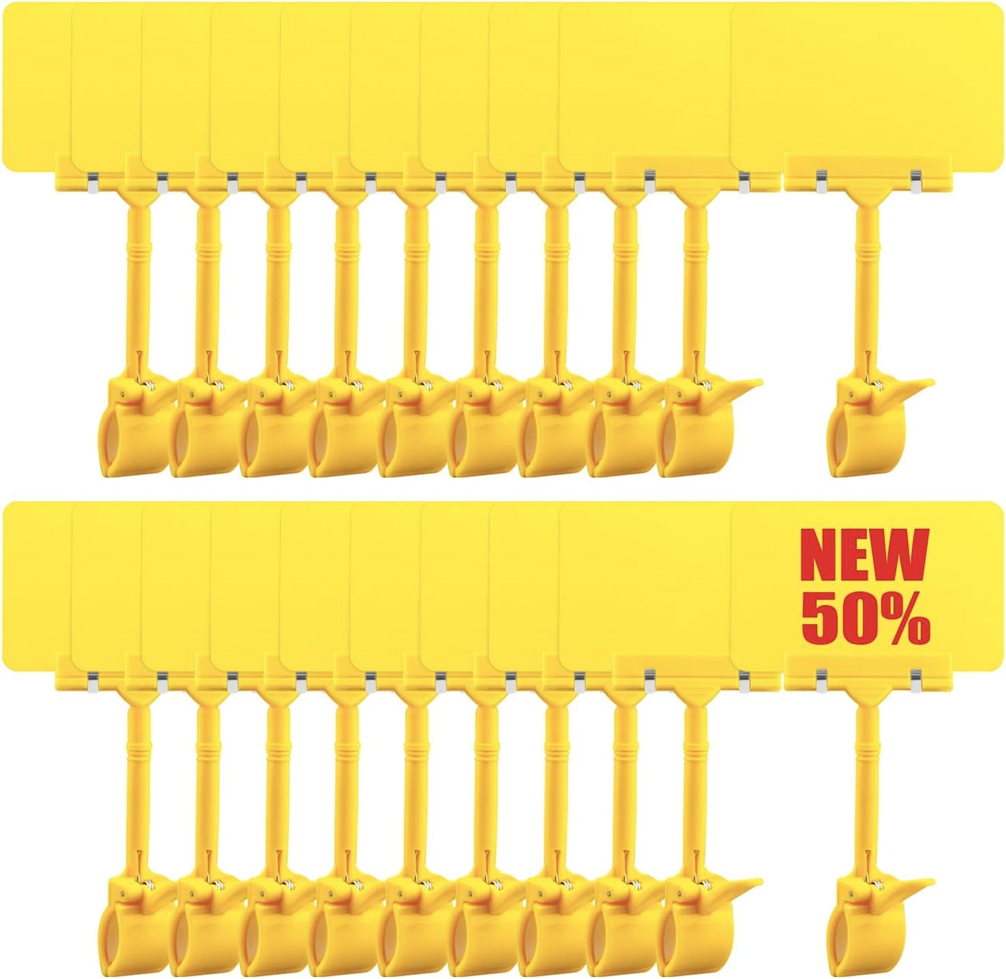 Coobbar Clip-On Sign Holder,20 Pack Merchandise Sign Clips Sign Holder Clips Pop Label Clips Retail Merchandise Rack Sign Double Display Clip Sign Holding Clamp,Price Tag Display (Yellow)