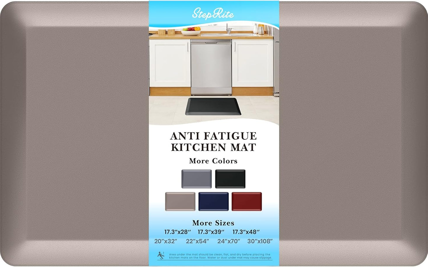 4/5 Inch Thick Kitchen Mats for Floor, StepRite Kitchen Rug for Standing Desk, Non-Slip, Thicker, Stain Resistant, Waterproof, Comfort Anti Fatigue Floor Mat for Home, Kitchen, Office - Khaki,32*20''