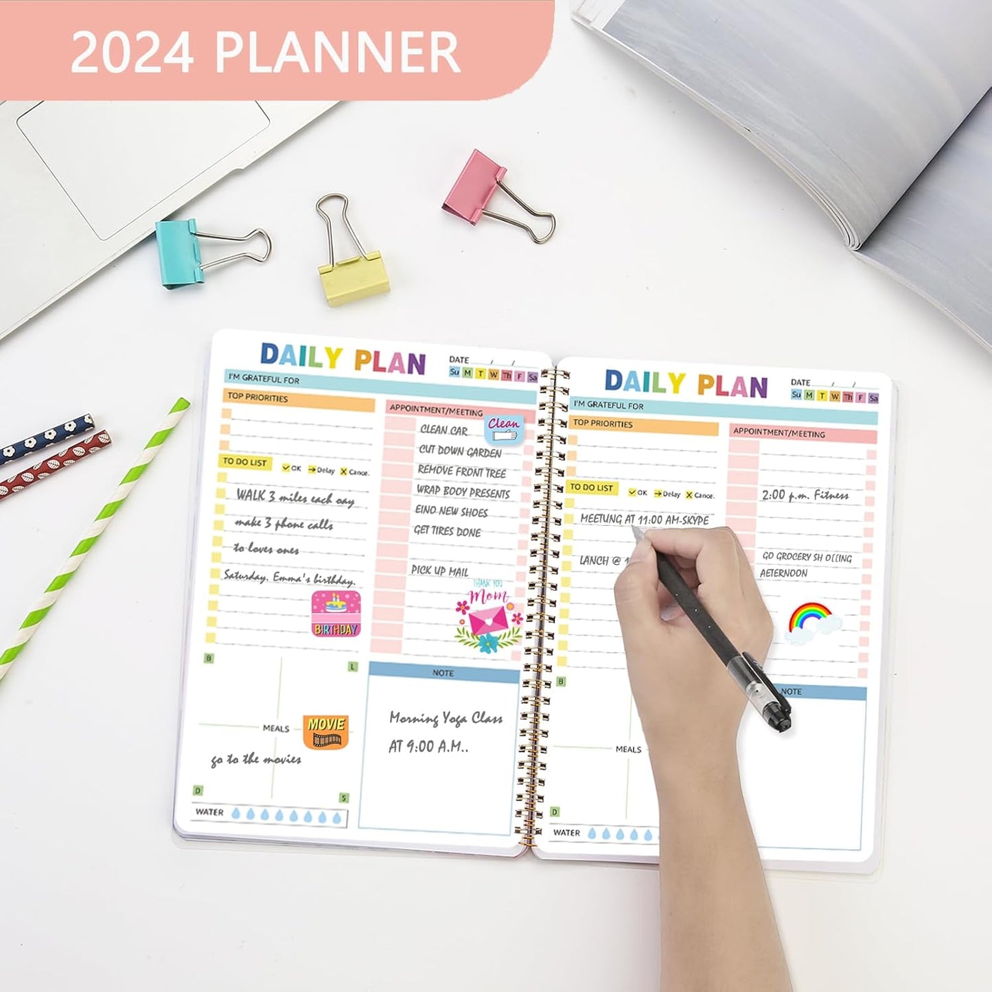 2025 Undated Weekly Planner,To Do List Notebook, Daily Notepad,Weekly Goals Planner, Habit Tracker Journal for Home and Work,8×10inch, Hippies