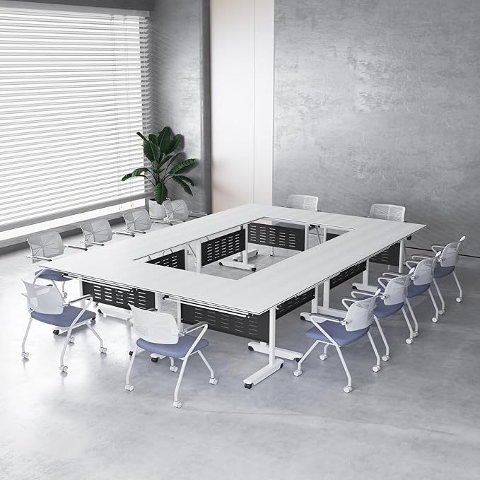 6Pack Conference Room Table, Folding Conference Table for Office Classroom, Mobile Training Tables with Casters Silent Wheels, Large Rectangular Convertible Modular Seminar Tables (L70.9in)