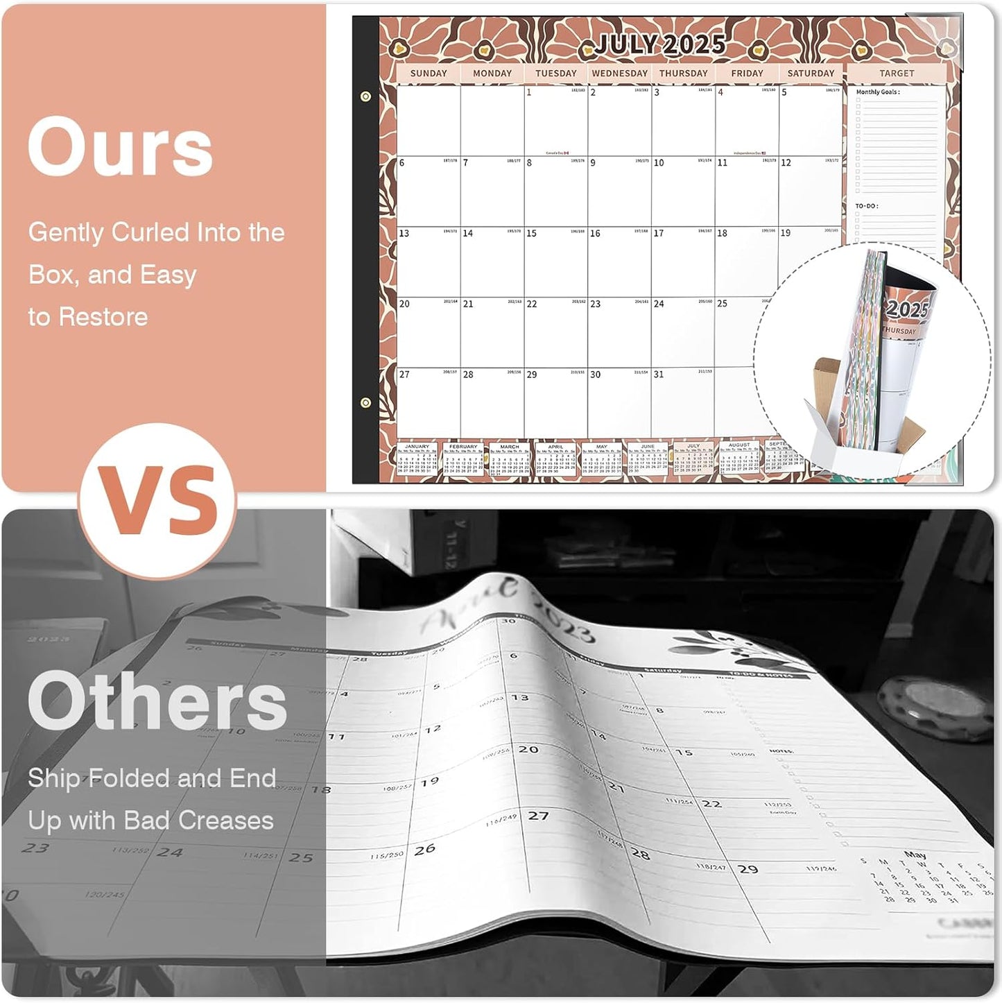 Ospelelf Desk Calendar 2025-2026 Large 22'' x 17'', 2025 Monthly Desktop Calendar, 18 Month Family Calendar, Use July 2025 - Dec 2026