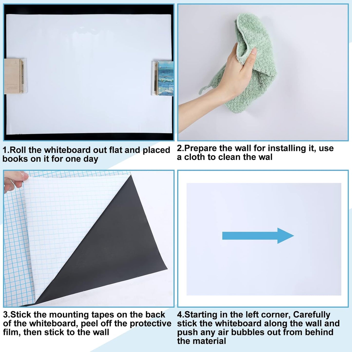 Magnetic Dry Erase Whiteboard Contact Paper White Board Wall Paper Magnetic White Board Wall Decal Peel and Stick for Classroom Playroom Office with 3 Markers and Eraser(47 x 106 Inch)