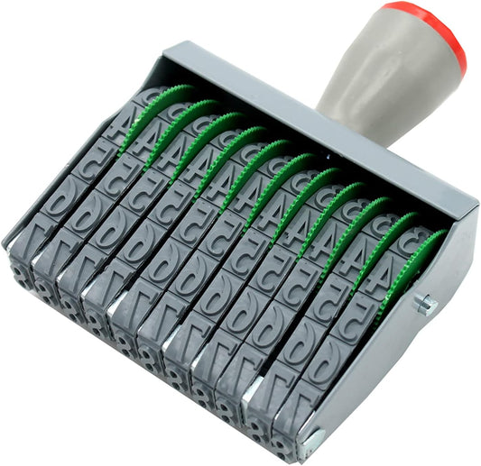 ZENG Adjustable Manual Rolling Stamp with Number 0-9 and Symbols - Metal/Rubber Office Numbering Tool, 92x12mm Imprint, Multicolor- Ink Not Included (Extra Large 11 Digit)