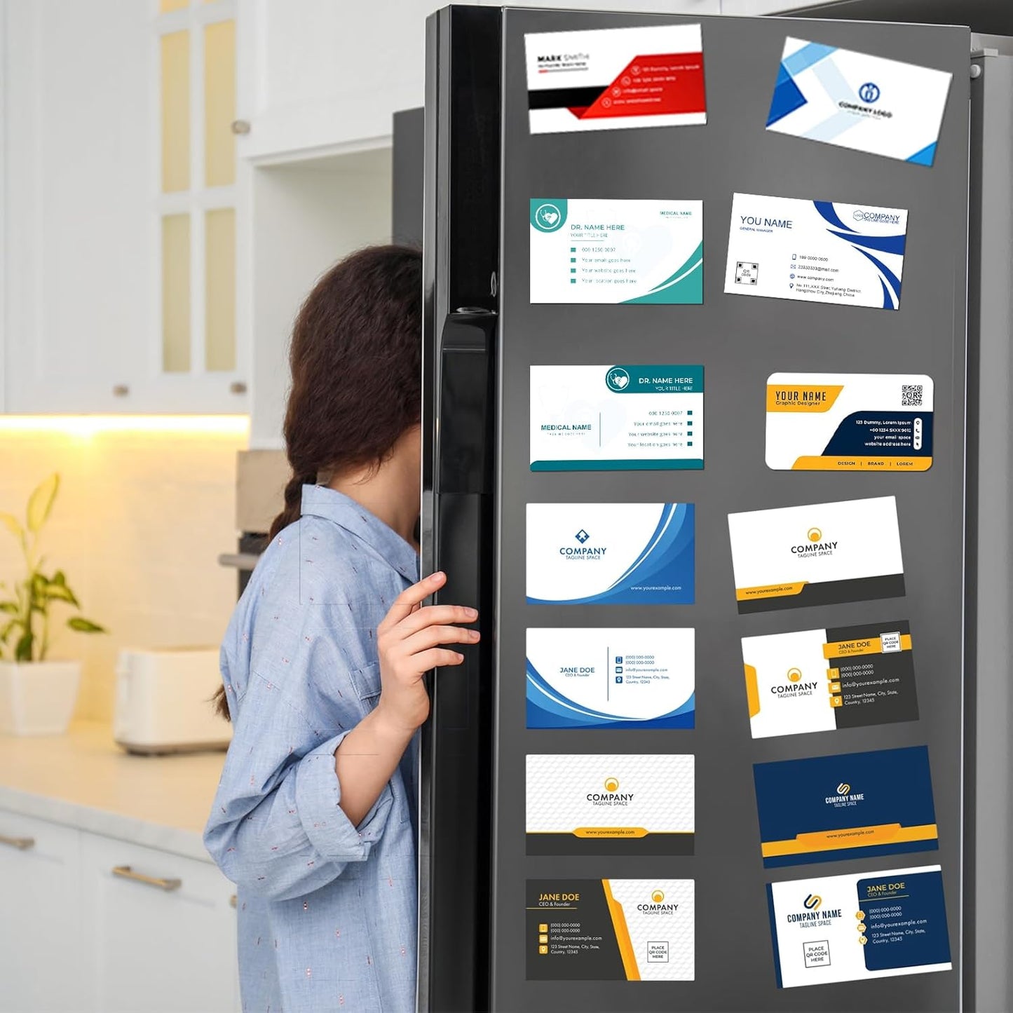 Magnetic Sheets with Adhesive Backing 2 x 3.5 Inch, 300 Packs Business Card Magnets Peel and Stick, Business Cards Customizable, Adhesive Magnetic Sheets, Custom Business Cards Personalized