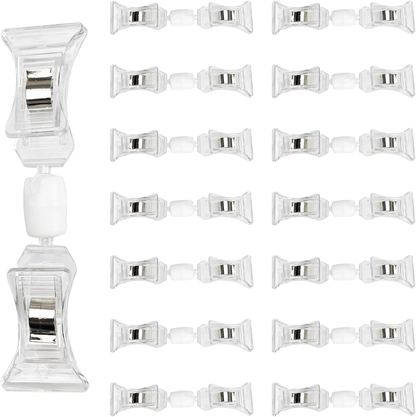 15PCS Double End Mini Sign Holder Clips, Rotatable Price Signs Display Clips, Plastic Retail Cards Clips for Merchandise/Retailers