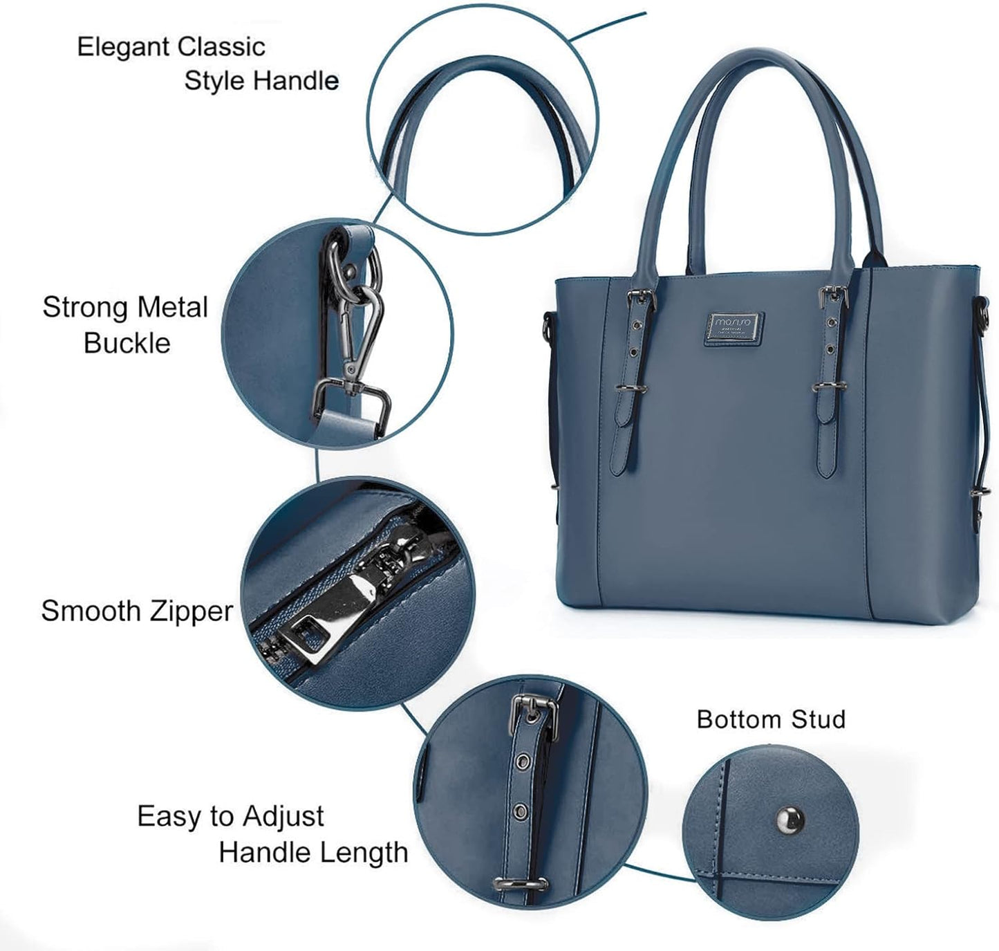 MOSISO PU Leather Laptop Tote Bag for Women, Waterproof Large Capacity Business Work Briefcase Shoulder Laptop Bag