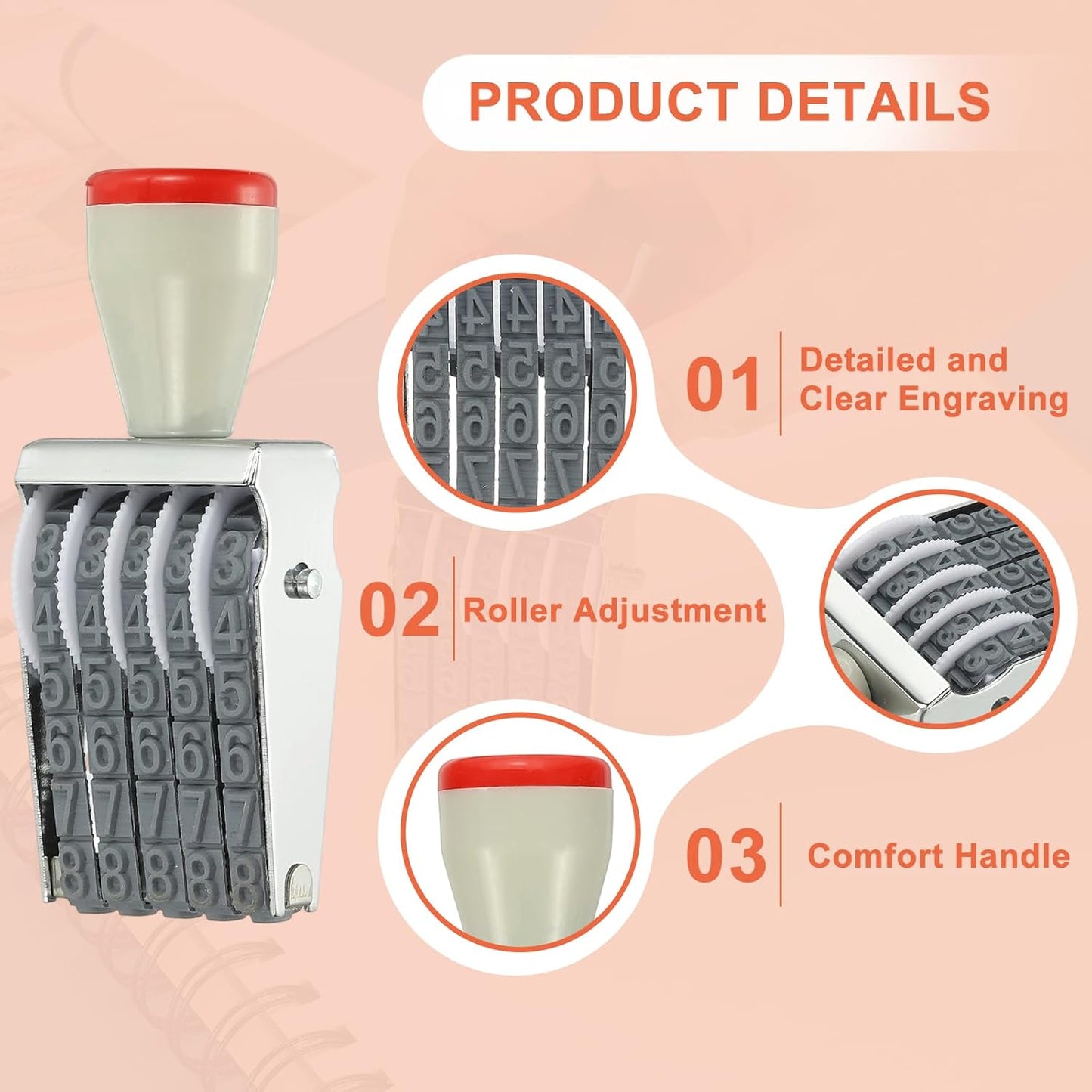 PATIKIL 5 Digit Number Roller Stamp, Adjustable Rubber Stamp Changeable Numerical Symbol Office Date for Business Creative Price Tag