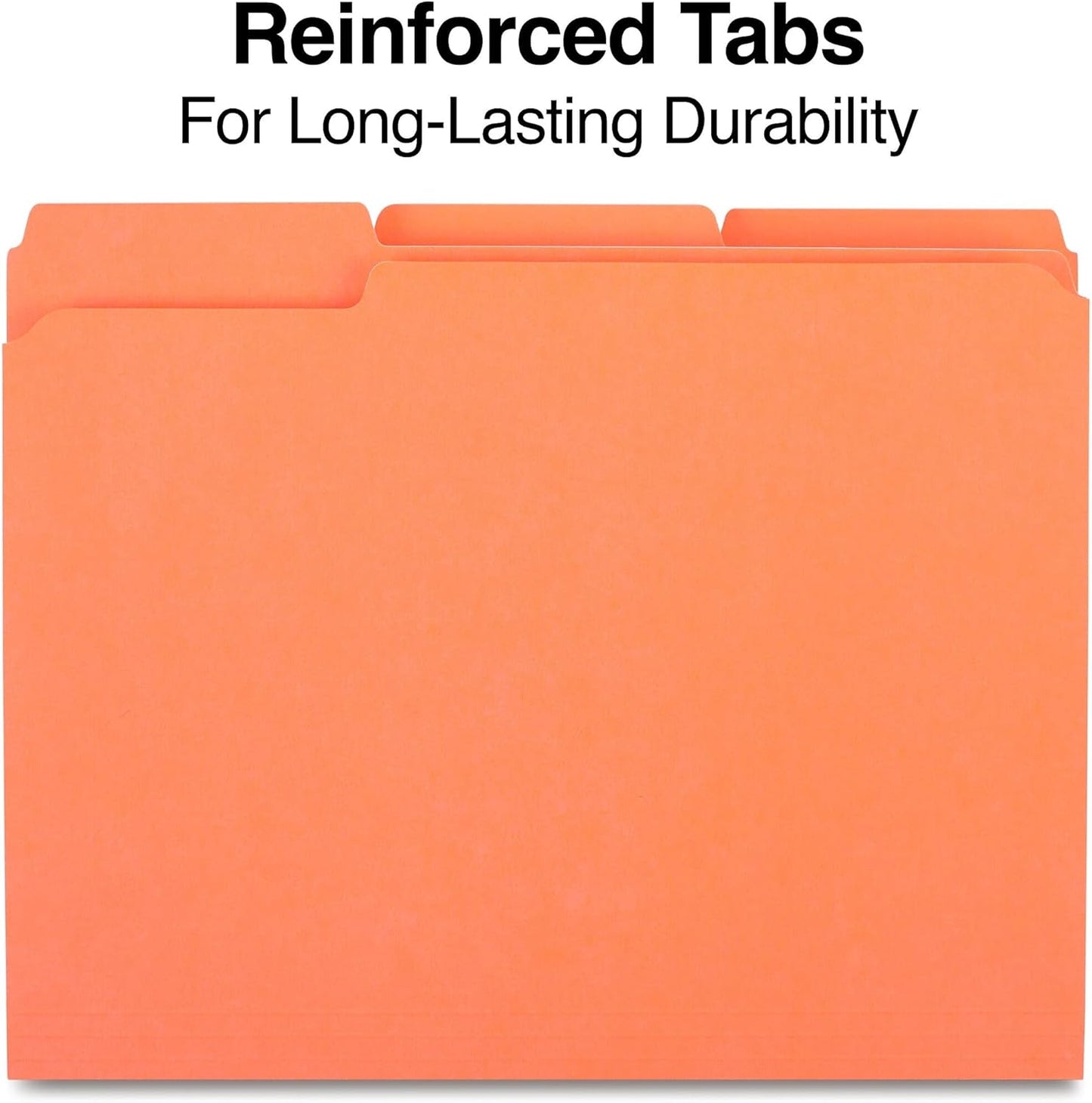 Staples 508929 Colored File Folders w/Reinforced Tabs Letter 3 Tab Orange 100/BX