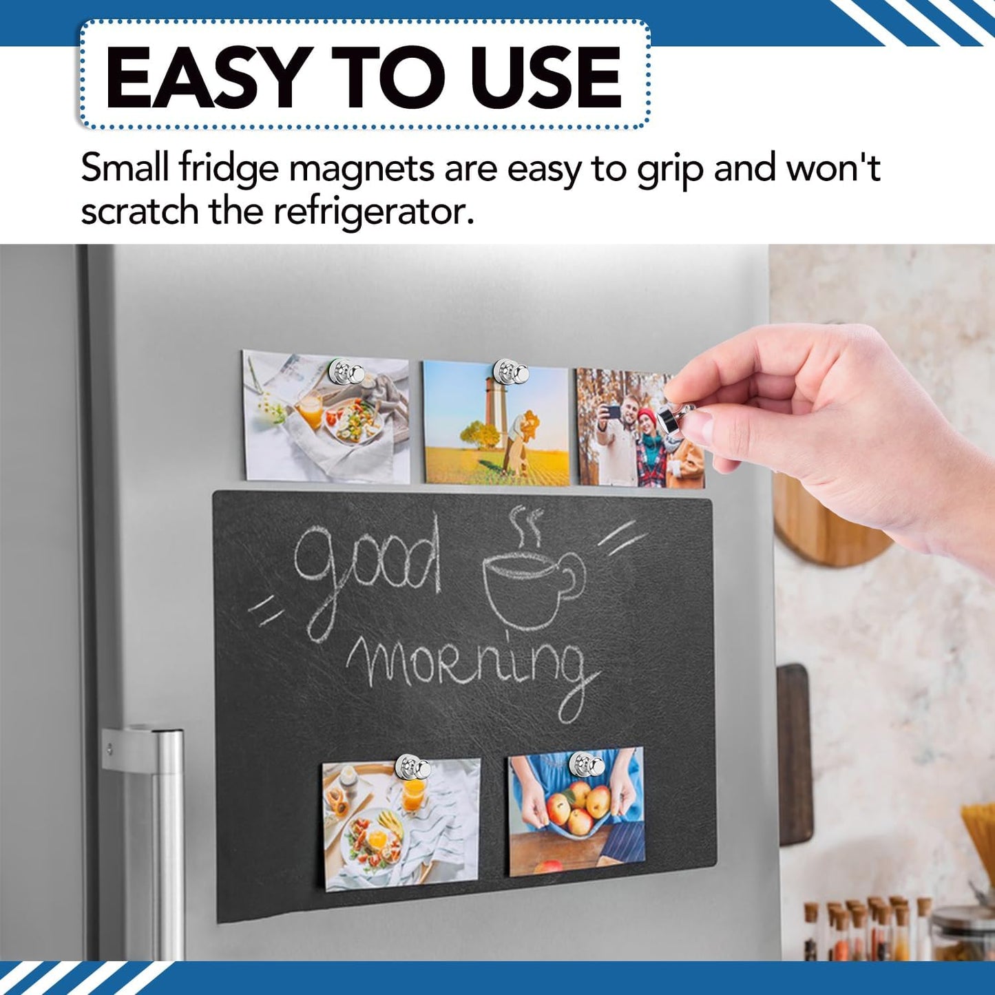 LOVIMAG Strong Magnets for Whiteboard, 56 Pcs Fridge Magnets Refrigerator Magnet, Small Neodymium Magnet for Fridge, Push Pins Ideal for Kitchen, Office, Map Decorative