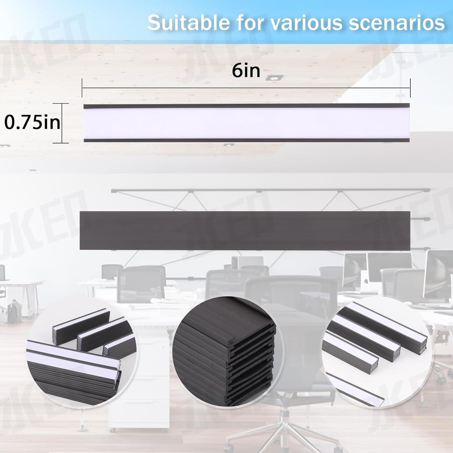 Eeoyu Magnetic Label Holders with Magnets Magnetic Data Card Holders with Clear Plastic Protectors for Metal Shelf, Whiteboard, Set of 30 (0.75 x 6 Inch)