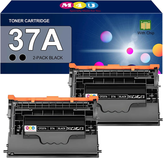 37A Toner Cartridges 2 Pack Black CF237A(with Chip) Compatible for 37A Toner Cartridges Work for Enterprise M607n M608dn M609 M608n M607dn MFP M632 M631 Printer (2 Pack, Black)