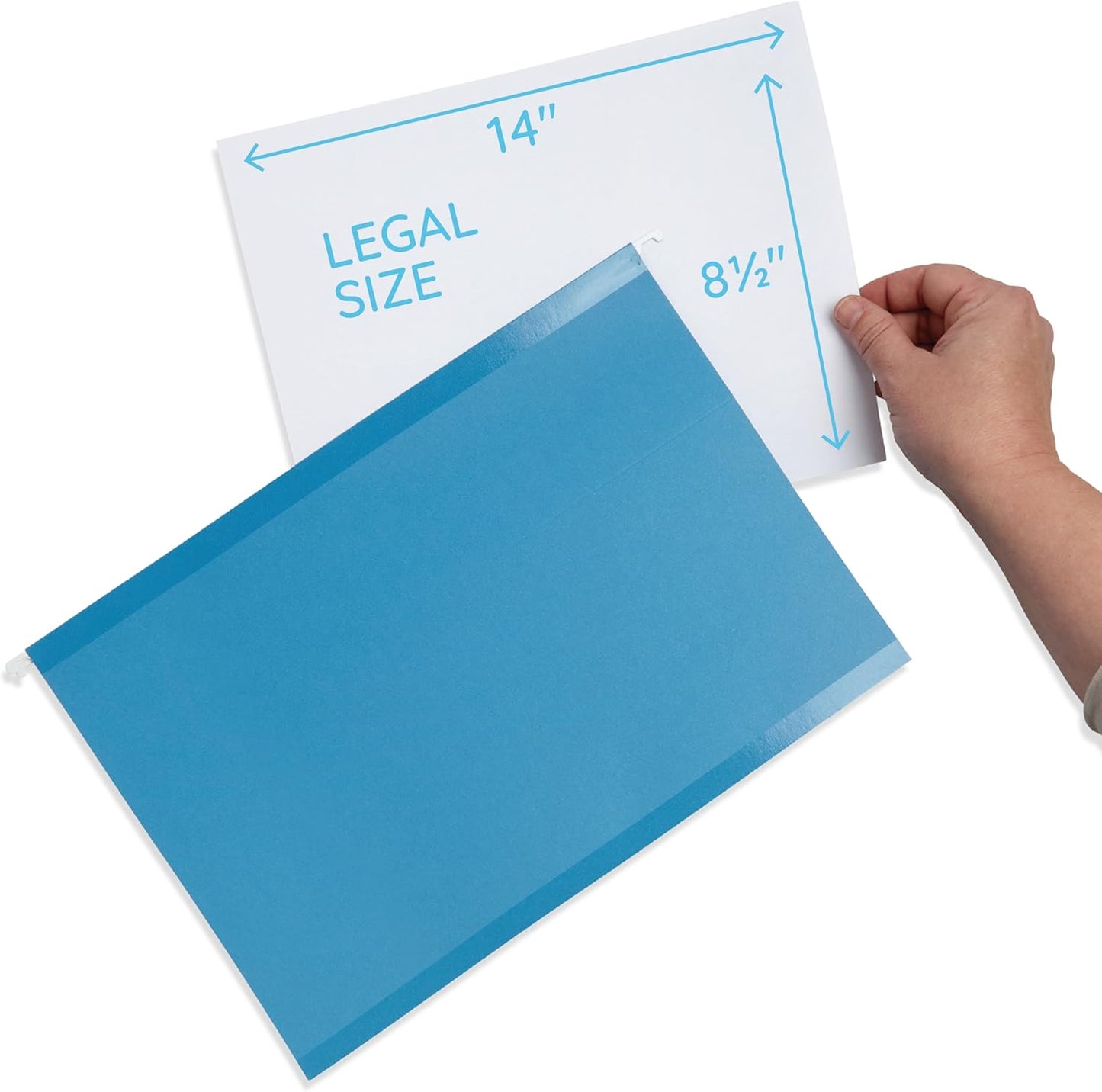 25 Blue Summit Supplies Legal Size Hanging File Folders - Assorted Colors, 2" Expansion, Legal Hanging File Folders for Filing Cabinet, 11PT Paper Stock with Tabs and Inserts Included