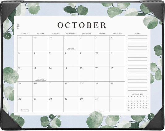 Cabbrix Desk Calendar 2025-2026, 18 Months Calendar Runs Until December 2026, Medium 15" x 12" Monthly Desktop Calendar with Mat for Home Office School