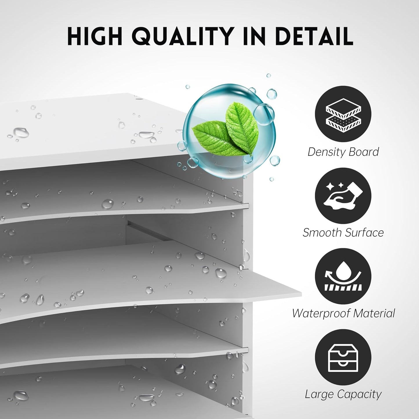 SUPEASY Wood Desk Organizer, 5 Tier Paper File Organizer for Desk, Wooden Desktop Organizer, Paper Letter Literature Mail Sorter, for Office School & Home Organization, White