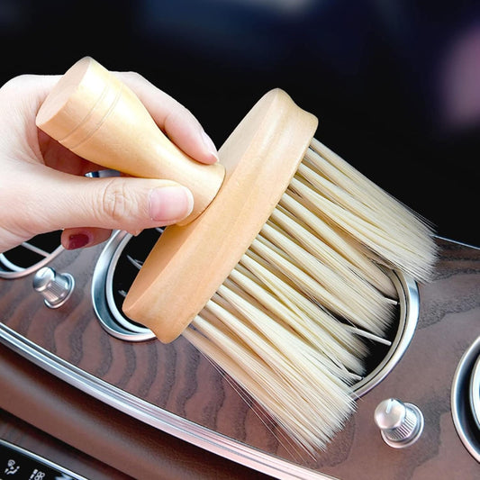 High Density Ultra Soft Detail Brush Car Interior Dust Brush Accessories Car Detailing Brush Soft Hair Wooden Brush Deep Cleaning Tool Kit Keyboards Laptop Sofa Dusting Brush (A-1PC)