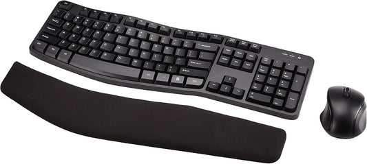 Amazon Basics Ergonomic Wireless Keyboard and Mouse Combo for Comfortable PC and Laptop Use, 2.4 GHz USB, Black