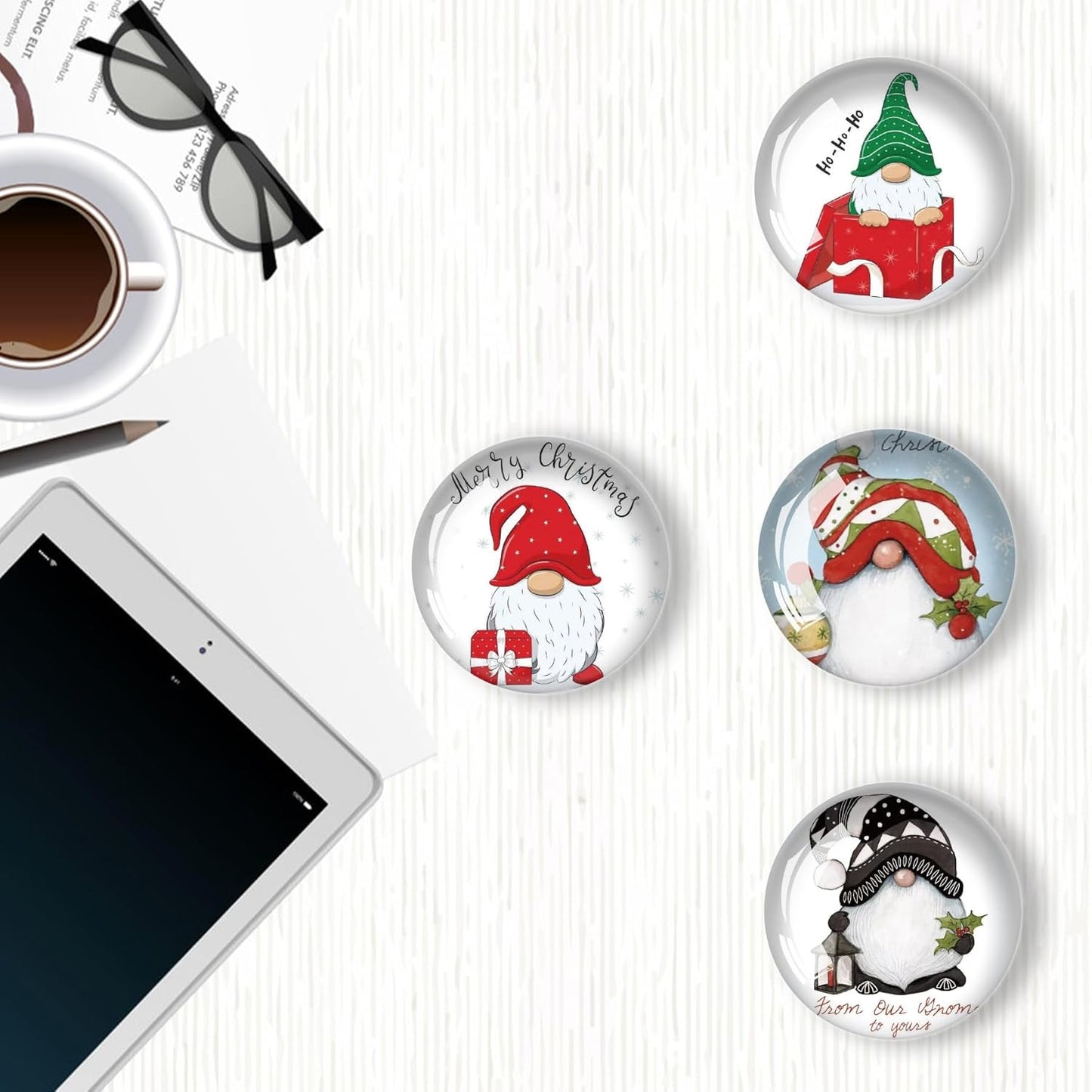 Christmas Gnomes Refrigerator Magnets 12Pcs Glass Strong Magnetic Refrigerator Magnet Fridge Sticker,Crystal Fridge Magnets Decoration for Crafts,Strong Fridge Magnets for Kitchen, School