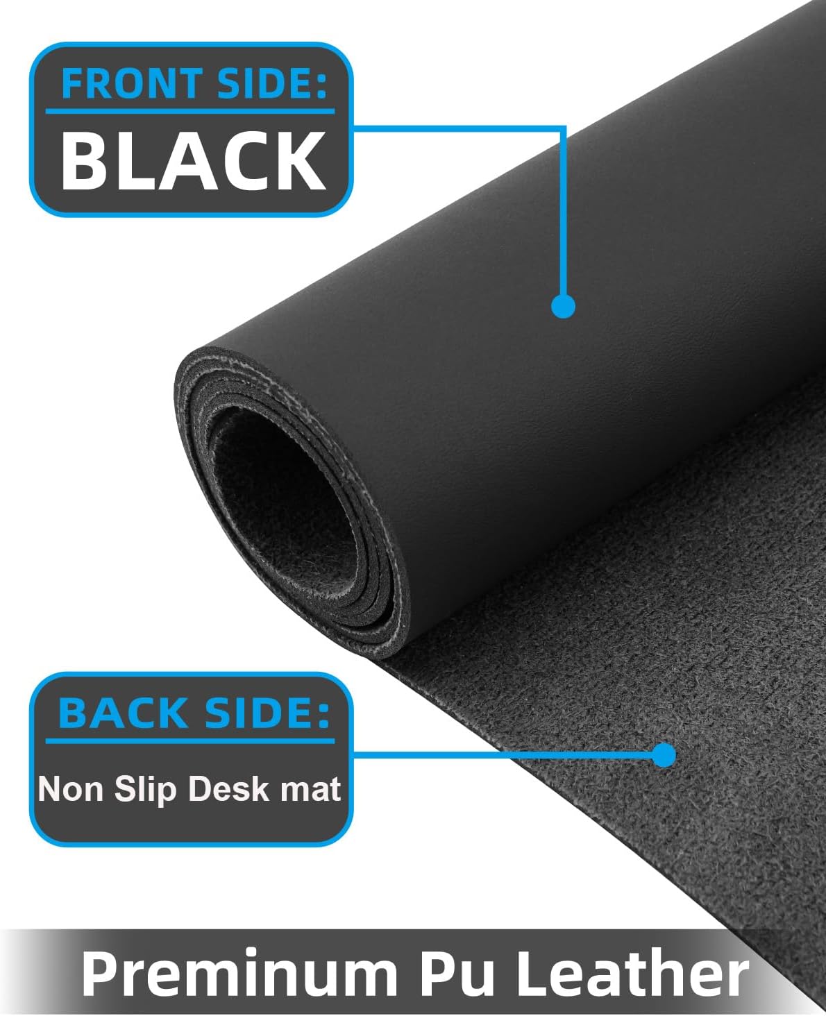 Desk mat Large, Leather Desk Pad Protector,Office Desk Mat,Mouse Pad, Non-Slip Desk Blotter, Laptop Desk Pad, Waterproof Desk Writing Pad for Office&Home (Black,48" x 24")