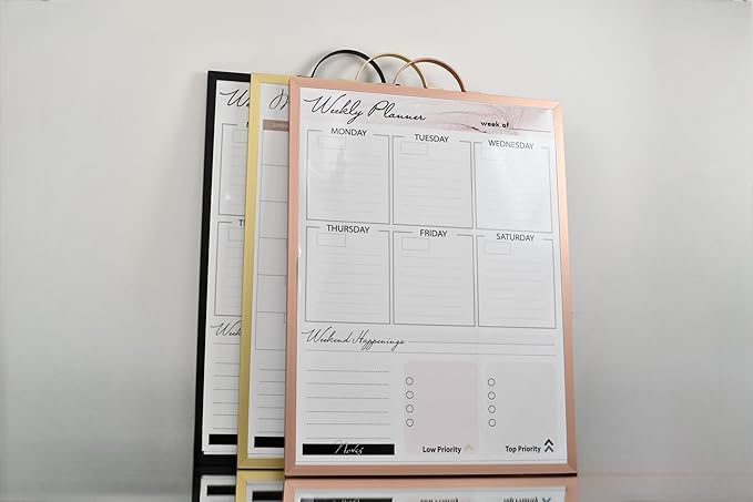 12x16 Magnetic Whiteboard with Stand – Includes Weekly & Monthly Planner Sheets – Desktop Dry Erase Board with Black Frame, 3 Markers, Eraser, Magnets & Wall Mount Kit