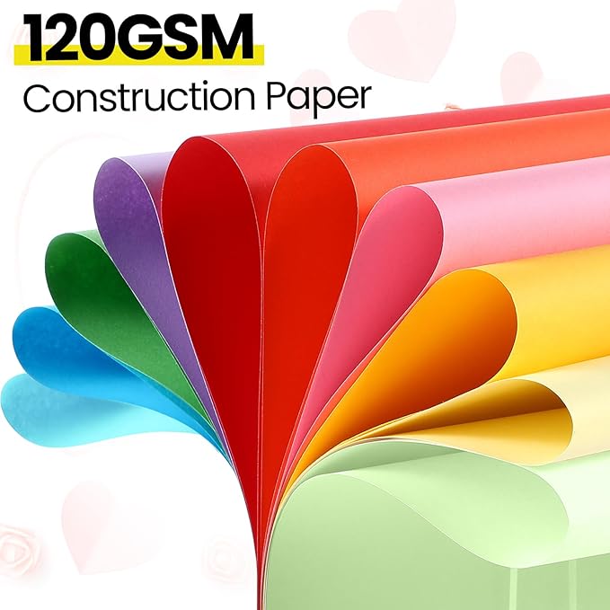 Harloon 500 Sheets Construction Paper Bulk Heavyweight A4 Size Thick Construction Paper Cardstock for DIY Craft Supplies(120 GSM,Multi Colors)