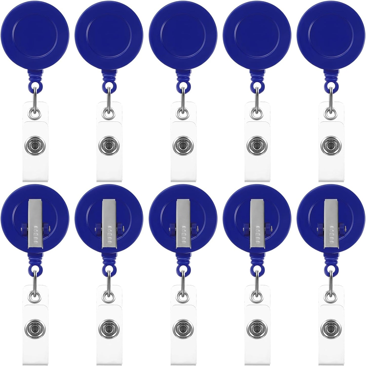 Zonon 50 Pieces Retractable Badge Holder Reels with Swivel Alligator Clip, ID Card Holder Name Badge Reel Clips for Students Teachers Office Workers (Navy Blue)