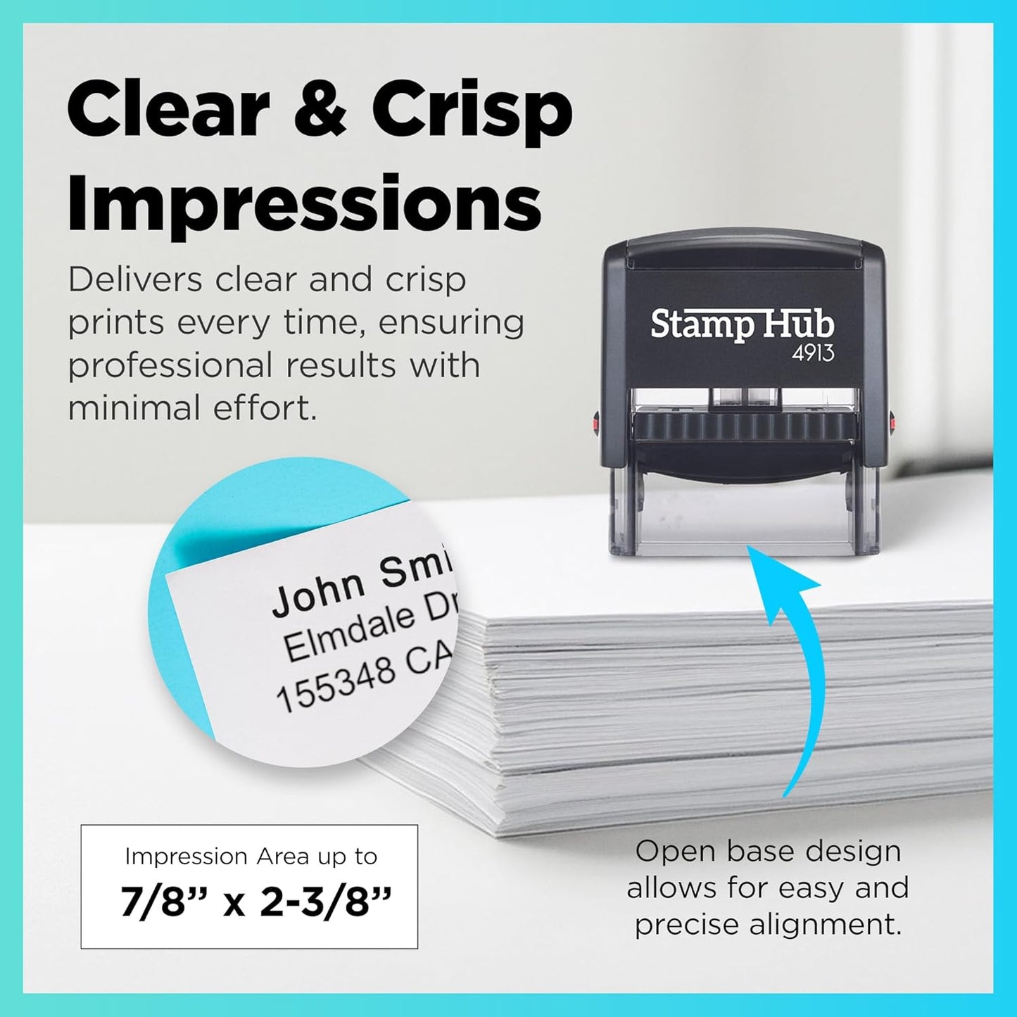Self Inking Personalized Stamp - Up to 5 Lines, Custom Return Address, Customizable Office Name Rubber- Easy to Change Ink Cartridge, Multiple Ink Color Options - Large
