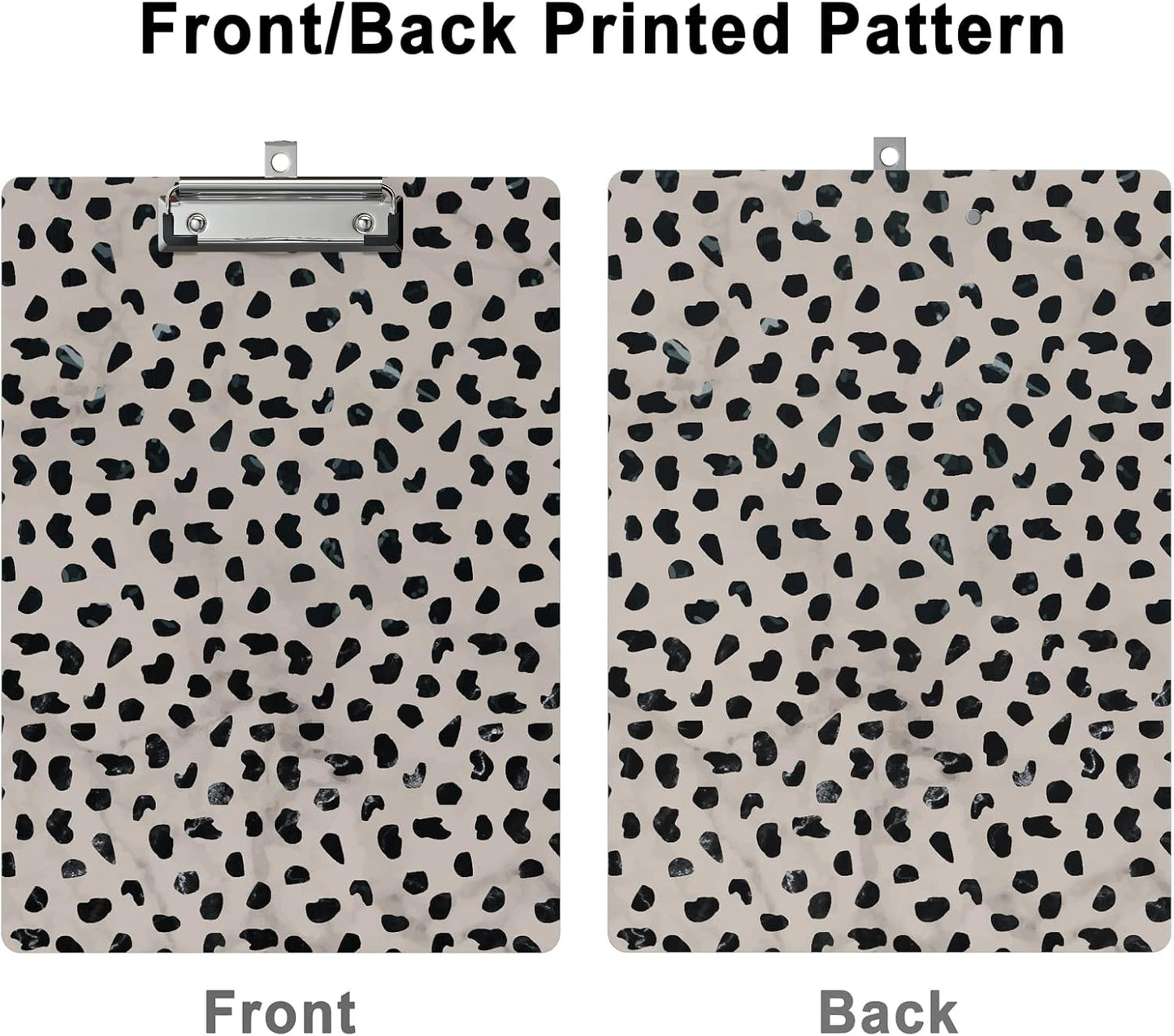 Cute Clipboard Leopard Wood Design Decorative A4 Letter Size Clip Boards for Classroom Office, Standard Size 9" x 12.5" with Low Profile Metal Clip - Cheetah Spots