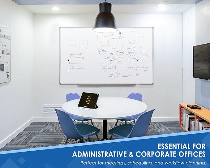 SWANCROWN White Board Dry Erase 60 x 36 Inches, Large Whiteboard for Wall with Thick Aluminum Frame, 5' x 3' Magnetic Whiteboard with Long Marker Tray & Magnetic Pen Holder for Office & Home