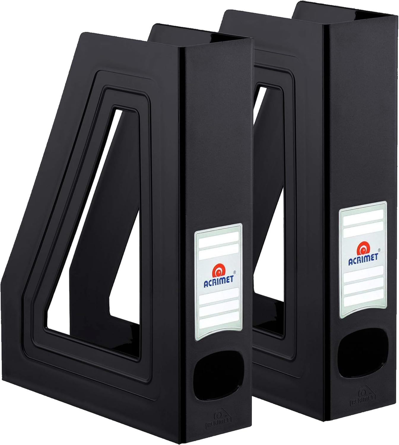 Acrimet Magazine File Holder, Durable Rack, Space-Saving Organizer (Plastic) (Black Color) (2 pack)