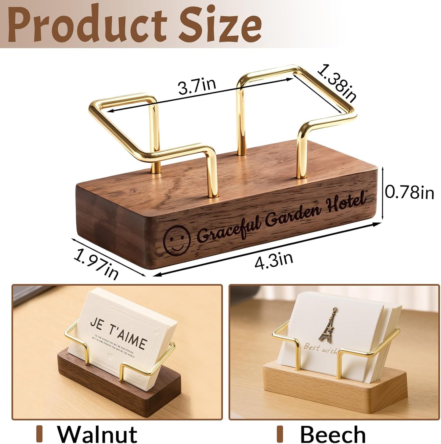 HJX Custom Business Card Holder for Desk - Personalized Engraved Name Logo Wooden Business Card Organizer, Customized Business Card Desktop Display Gifts for Men Women (1 pack)