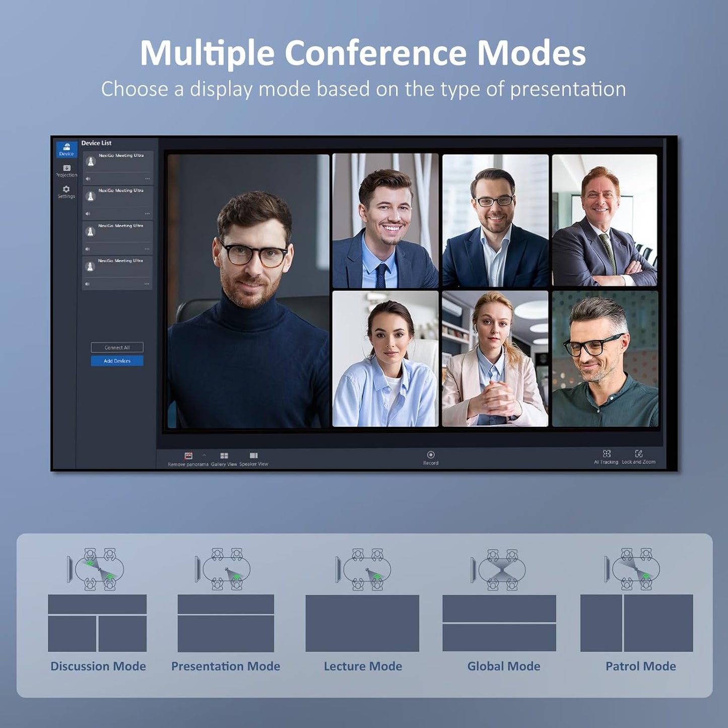NexiGo Meeting 360 Ultra (Gen 3), Enhanced All-in-One Conference Camera System, Multi-Camera Setup, 8K Capture, AI-Powered Framing and Auto Tracking, for Medium to Large Meeting Rooms