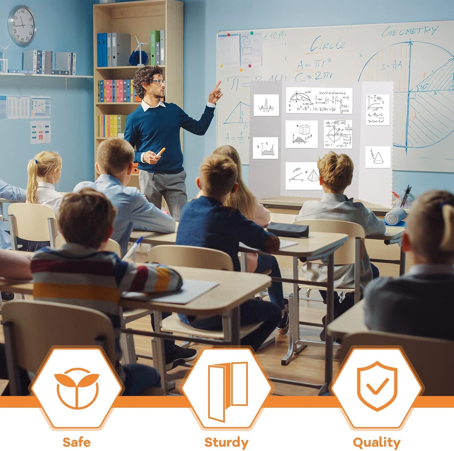 Henoyso 8 Pieces Tri Fold Poster Board Lightweight Fold Presentation Board for Science Fair Display(36 x 48 Inch,White)