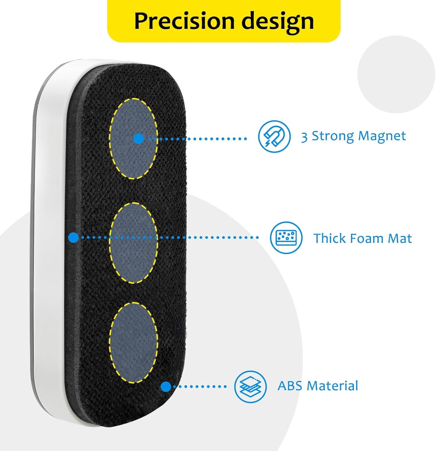 maxtek Magnetic Dry Erase Eraser, Glass Board Erasers, 1 Pack, Whiteboard Eraser for Dry Erase Board, Glass Board, Calendar Board, Office and School Supplies (Gray)