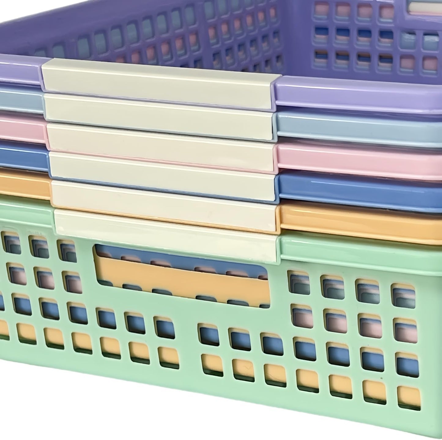 6 Pack Plastic Turn in Paper Trays for Classroom, Colorful Storage Bin Basket Organizers for School Supplies, Classroom Organization and Storage Tray Holds 4A Paper (Mixed Color)