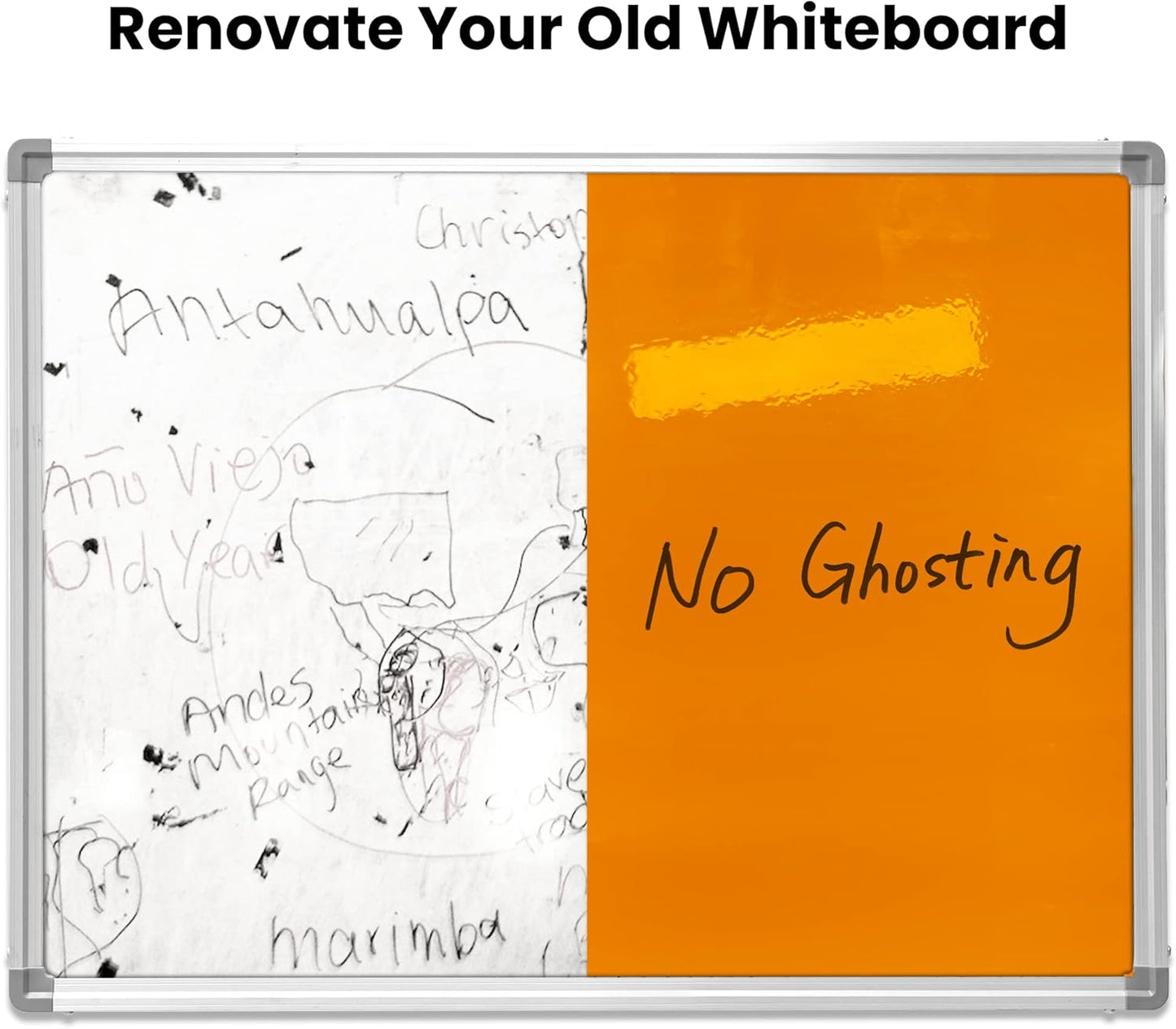 T&W SAME FILM White Board Dry Erase-Colorful Whiteboard Wall Sticker Roll 17.3''X78.7''-Self Adhesive Dry Erase Paper for Desk/Glass/Fridge/Office/Door/Classroom/Kids/Adults-3 Marker-Orange