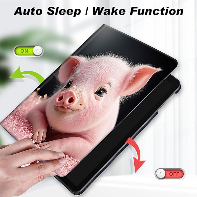 for All-New Kindle Fire 7 Tablet Case (12th Gen, 2022 Release),Slim Lightweight Smart Shell Stand Cover with Auto Wake/Sleep for Amazon Fire 7 Kids Tablet,Cute Pink Pig
