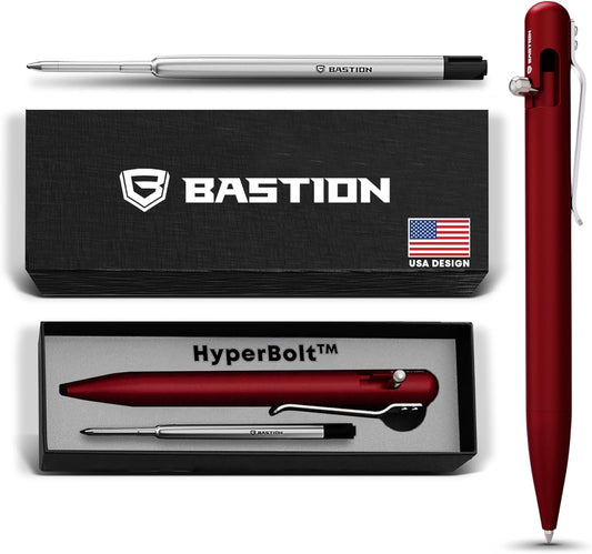 BASTION® Luxury Bolt Action Pen, Durable Professional Ballpoint Pen with Fine Tip, EDC Pen, Ink Refillable Pen for Birthday Gift, Travel Pen for School and Work