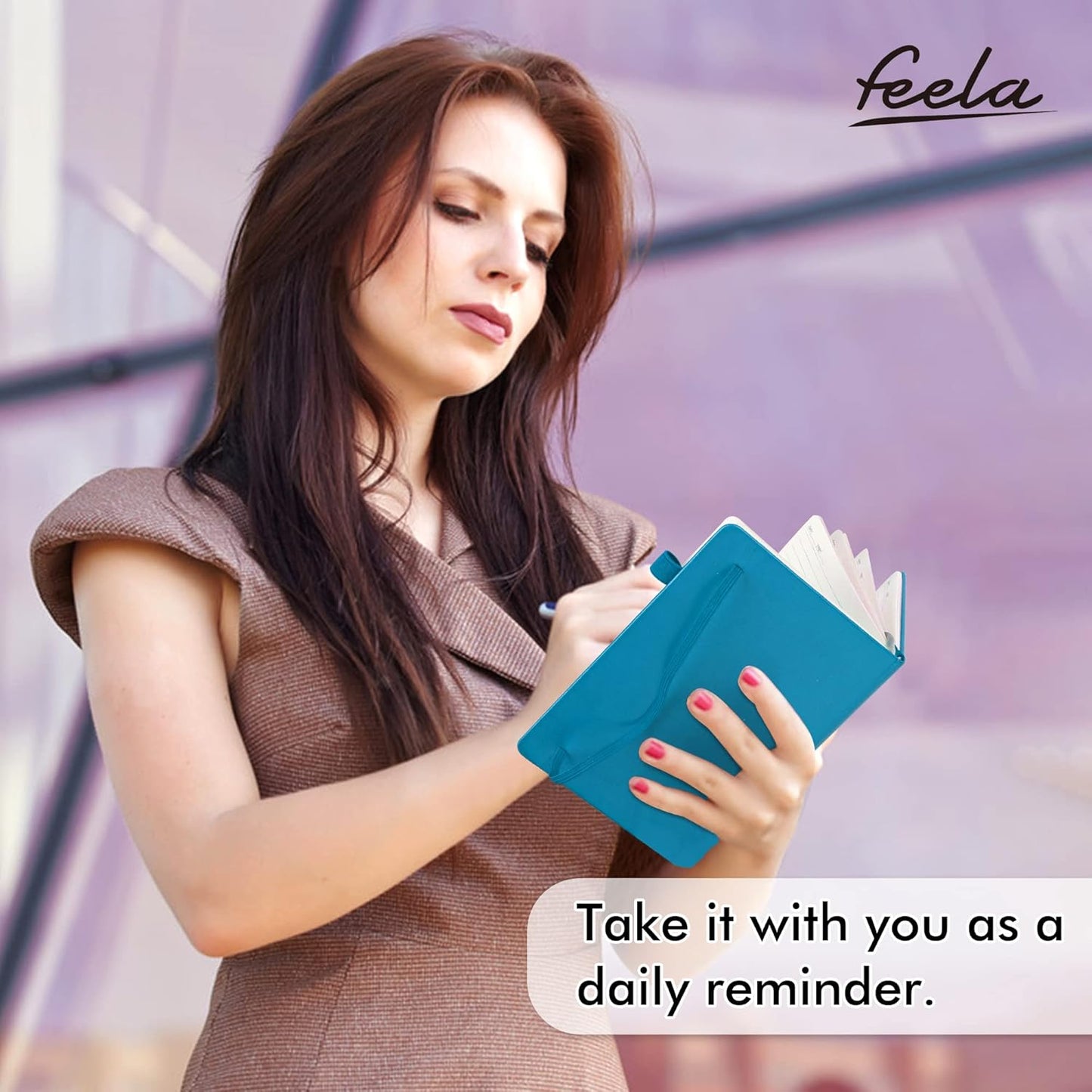 5 Pack Journal Notebook Bulk for School, Feela Hardcover Business Notebooks Classic Ruled Lined Journals with Pen Holder for Work Note Taking, with 5 Black Pens, 120 GSM, 5.1”x8.3”, A5, Teal