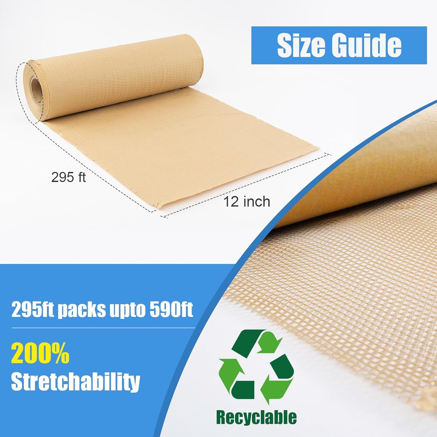 Honeycomb Packing Paper for Moving Breakables 12" x 295 FT Bulk Packing Materials for Household, Bubble Cushioning Wrap Roll Eco Friendly Packaging Shipping Supplies for Dishes