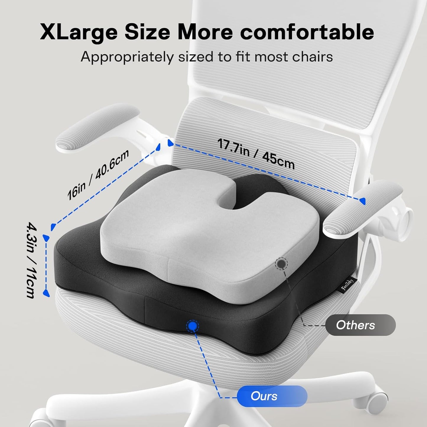 Seat Cushions for Office Chairs - Pressure Relief Seat Cushion - Car Seat Cushions for Pressure Relief, Tailbone Pain, Sciatica & Back Pain Relief for Office Chairs (Jet Black)